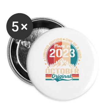 October 2023 Birthday Gift 2023 October - Buttons large 2.2''/56 mm (5-pack) - white - Front