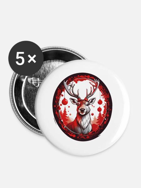 Rudolph das Rentier - Buttons groß 56 mm (5er Pack) - Weiß