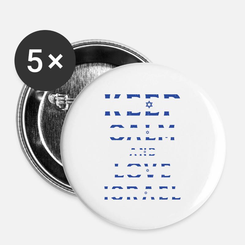 Keep Calm Israel - Buttons large 2.2''/56 mm (5-pack) - white