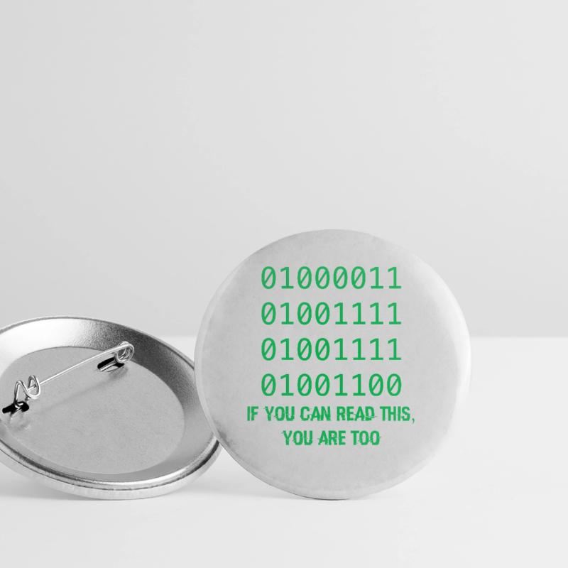 Computer Binary Code Developers Gift Buttons large 2.2''/56 mm (5-pack)