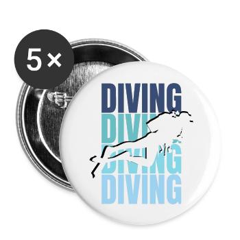 Passion de la plongée: Explorez le bleu profond - Lot de 5 grands badges (56 mm) - blanc - Devant