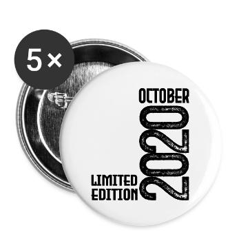 Geburtstagsgeschenk Oktober 2020. Oktober 2020. - Buttons groß 56 mm (5er Pack) - Weiß - Vorne