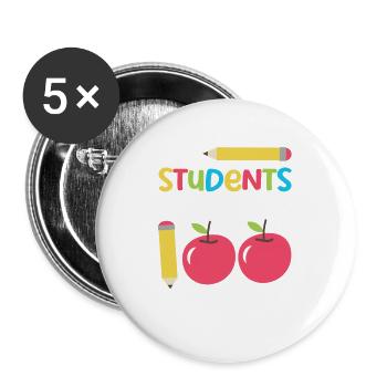 Meine Schüler überlebten 100 Tage Lehrer 100. - Buttons groß 56 mm (5er Pack) - Weiß - Vorne