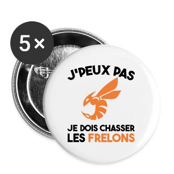 Chasseur De Frelons Insecte J'peux Pas Humour - Lot de 5 grands badges (56 mm) - blanc - Devant