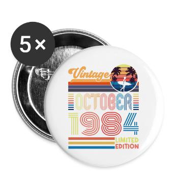 Anniversary October 1984. Gift October 1984. - Buttons large 2.2''/56 mm (5-pack) - white - Front