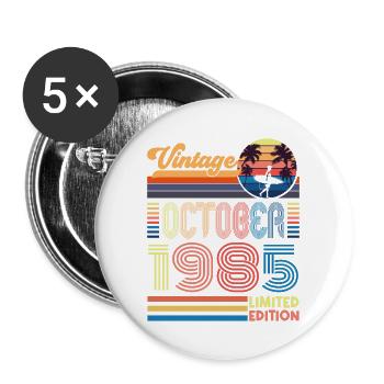 Anniversary October 1985. Gift October 1985. - Buttons large 2.2''/56 mm (5-pack) - white - Front