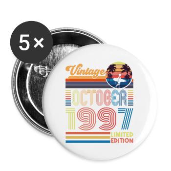 Anniversary October 1997. Gift October 1997. - Buttons large 2.2''/56 mm (5-pack) - white - Front