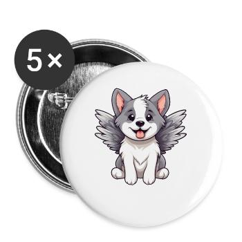 Bande dessinée mignonne Angel Husky - Lot de 5 grands badges (56 mm) - blanc - Devant