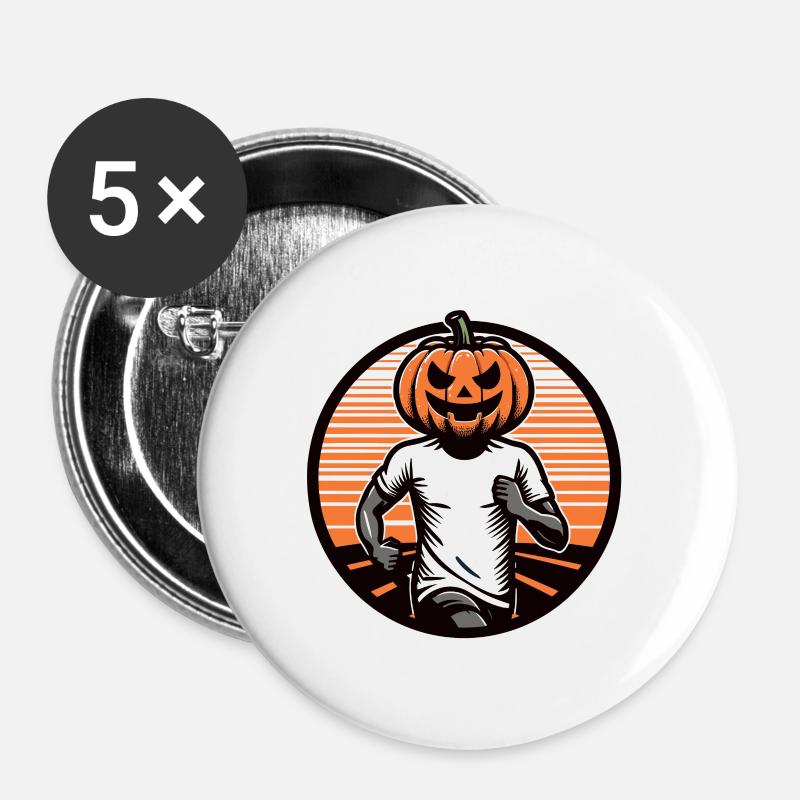 Halloween runner with a pumpkin head - Buttons large 2.2''/56 mm (5-pack) - white