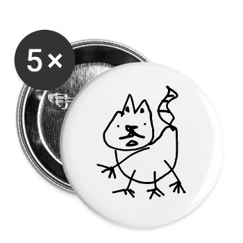 Katze - Buttons groß 56 mm (5er Pack) - Weiß - Vorne
