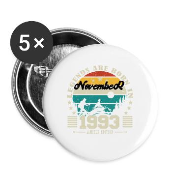 November 1993. November 1993 Birthday Gift. - Buttons large 2.2''/56 mm (5-pack) - white - Front