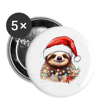 Sloth Graphic, Funny Sloth Christmas Pajama - Buttons large 2.2''/56 mm (5-pack) - white - Front