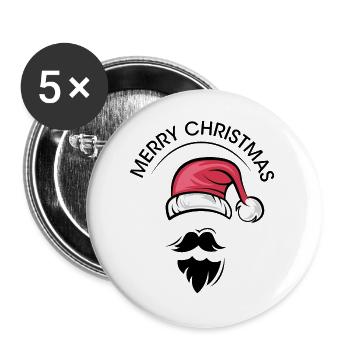 Merry Christmas Symbol xmas Santa Claus Graphic - Buttons large 2.2''/56 mm (5-pack) - white - Front
