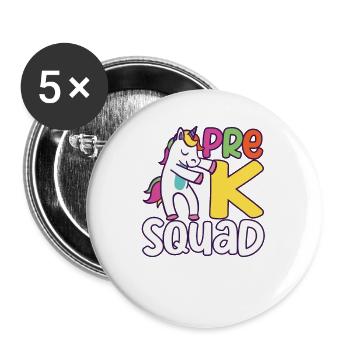 Pre-K Squad Flossing Unicorn 100. Tag der Schule - Buttons groß 56 mm (5er Pack) - Weiß - Vorne