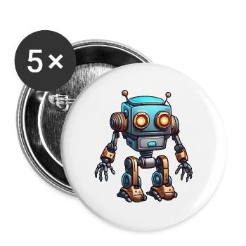 Robot / Machine / AI / Technology / Mechanics - Buttons large 2.2''/56 mm (5-pack) - white - Front