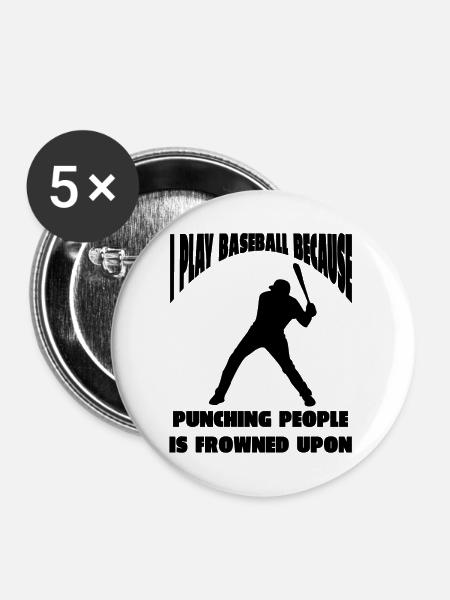 Baseballer Baseball Baseballteam Baseballspieler - Buttons groß 56 mm (5er Pack) - Weiß