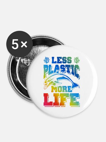 plastik save the ocean - Buttons groß 56 mm (5er Pack) - Weiß