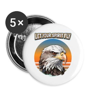 Eagle Motif, Eagle Illustration, Saying - Buttons large 2.2''/56 mm (5-pack) - white - Front