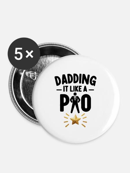 Dadding wie ein Profi - Buttons groß 56 mm (5er Pack) - Weiß