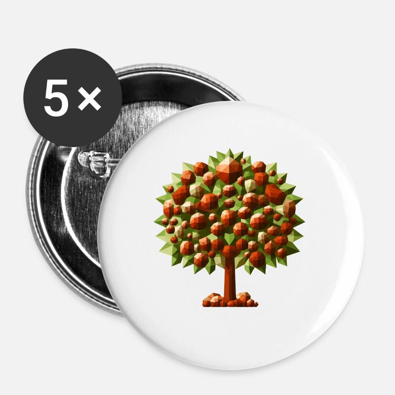 A deciduous chestnut tree in polygon style - Buttons large 2.2''/56 mm (5-pack) - white