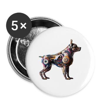 Chien Robot Abstrait Coloré - Lot de 5 grands badges (56 mm) - blanc - Devant