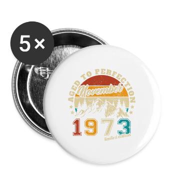 November 1973 Vintage Retro Birthday - Buttons large 2.2''/56 mm (5-pack) - white - Front