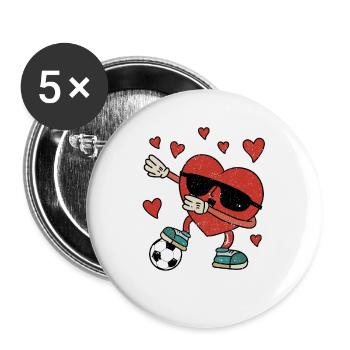Dabbing Heart Dab Dance Mignon Saint-Valentin Football - Lot de 5 grands badges (56 mm) - blanc - Devant