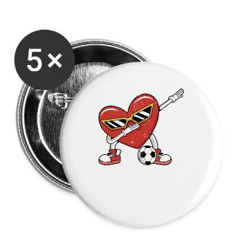 Dabbing Heart Dab Dance Mignon Saint-Valentin Football - Lot de 5 grands badges (56 mm) - blanc - Devant