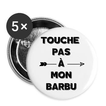 Touche pas à mon barbu - Lot de 5 grands badges (56 mm) - blanc - Devant