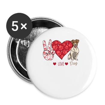 Frieden Liebe Jack Russell Terrier Hundeliebhaber - Buttons groß 56 mm (5er Pack) - Weiß - Vorne
