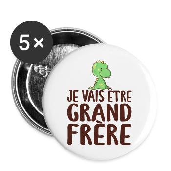 Je Vais être Grand Frère - Annonce Grand Frère - Lot de 5 grands badges (56 mm) - blanc - Devant