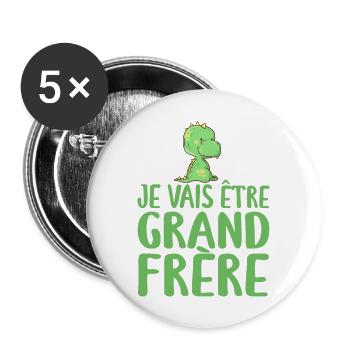 Je Vais être Grand Frère - Annonce Grand Frère - Lot de 5 grands badges (56 mm) - blanc - Devant