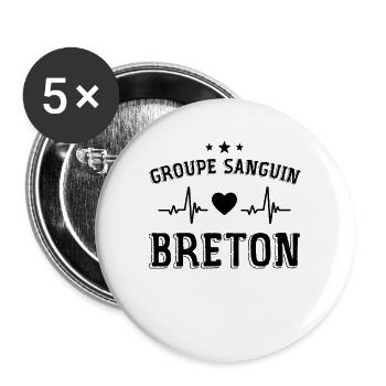 Bretagne, Bretagne humour, je suis Breton - Lot de 5 grands badges (56 mm) - blanc - Devant