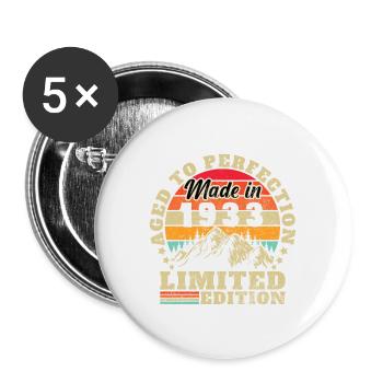 Vintage 1933 Vintage cadeau d’anniversaire rétro - Lot de 5 grands badges (56 mm) - blanc - Devant