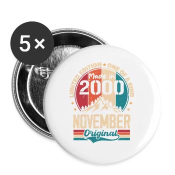 November 2000 Vintage Vintage Retro Anniversary - Buttons large 2.2''/56 mm (5-pack) - white - Front