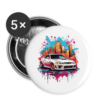Tuning Car, Motorsport - Buttons large 2.2''/56 mm (5-pack) - white - Front