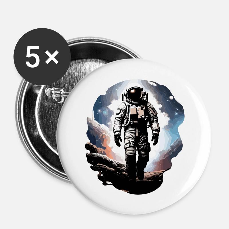 Astronaut - Buttons groß 56 mm (5er Pack) - Weiß