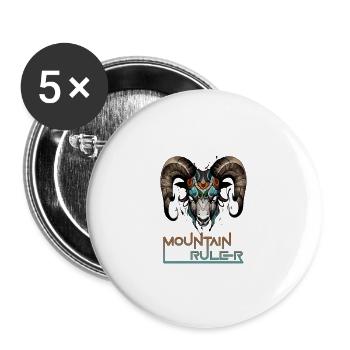 Berg-Monarch: Widderkopf - Buttons groß 56 mm (5er Pack) - Weiß - Vorne
