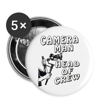 CAMERA MAN HEAD OF CREW - Buttons groß 56 mm (5er Pack) - Weiß - Vorne