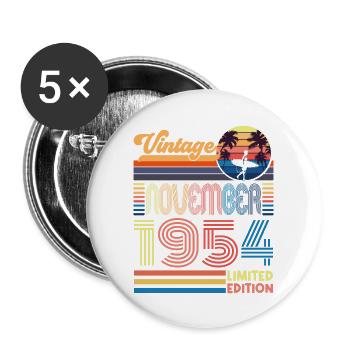 Anniversaire novembre 1954. Cadeau Novembre 1954. - Lot de 5 grands badges (56 mm) - blanc - Devant