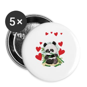 Liebe Panda-Valentinstag-lustige niedliche Panda - Buttons groß 56 mm (5er Pack) - Weiß - Vorne
