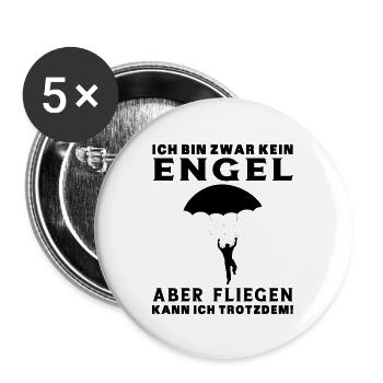 Gleitschirmfliegen Fallschirm Retro Lustig Geschen - Buttons groß 56 mm (5er Pack) - Weiß - Vorne