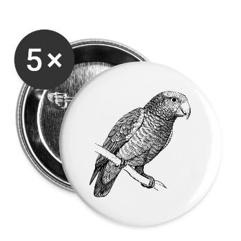 Beau perroquet - une idée cadeau pour les amateurs d’oiseaux - Lot de 5 grands badges (56 mm) - blanc - Devant