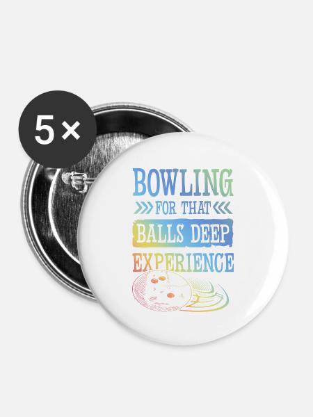 Bowling Experiment - Buttons groß 56 mm (5er Pack) - Weiß