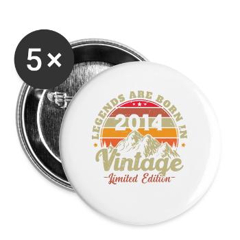 Cadeau D'anniversaire Vintage 2014 - Lot de 5 grands badges (56 mm) - blanc - Devant