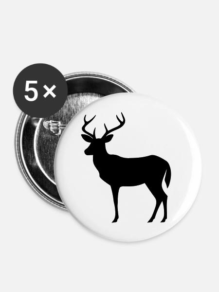 Hirsch - Buttons groß 56 mm (5er Pack) - Weiß