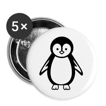 Pinguin - Buttons groß 56 mm (5er Pack) - Weiß - Vorne