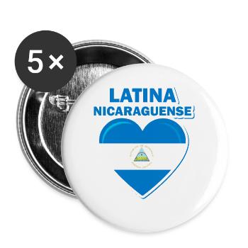 Nicaragua Flag Roots Pride Pinolero - Buttons large 2.2''/56 mm (5-pack) - white - Front