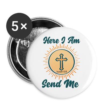 Me voici, envoie-moi Esaïe 6 :8 Enseignant de la Bible - Lot de 5 grands badges (56 mm) - blanc - Devant