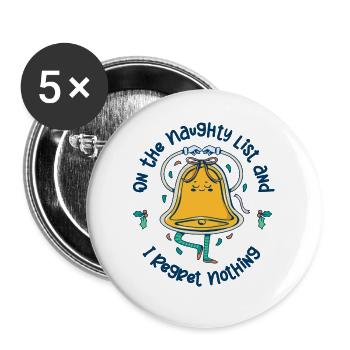 Sur la liste des vilains et je ne regrette pas - Lot de 5 grands badges (56 mm) - blanc - Devant